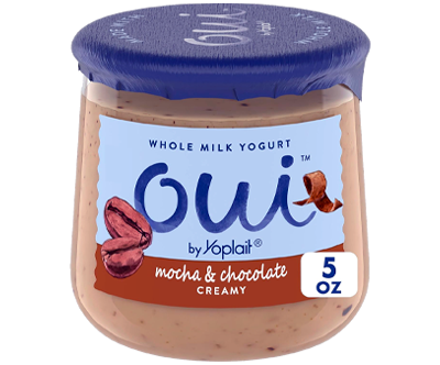 Oui by Yoplait Mocha & Chocolate Whole Milk Yogurt, French Style Yogurt Snack, 5 OZ Glass Yogurt Jar