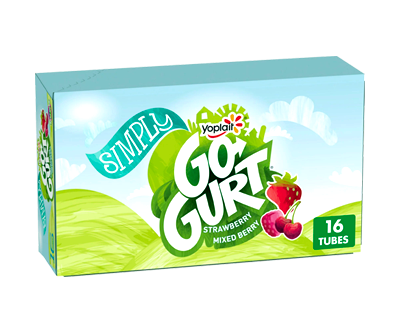 Simply Go-GURT Strawberry and Mixed Berry Kids Low Fat Yogurt Variety Pack, Gluten Free, 2 oz. Yogurt Tubes (16 Count)